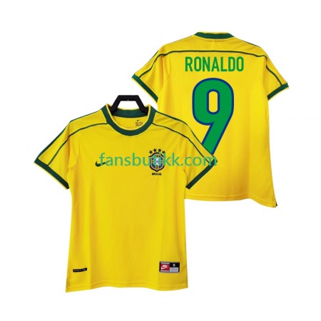 Fotballdrakt Brasil RONALDO 9 Retro Hjemmetrøye 1998 Kortermet
